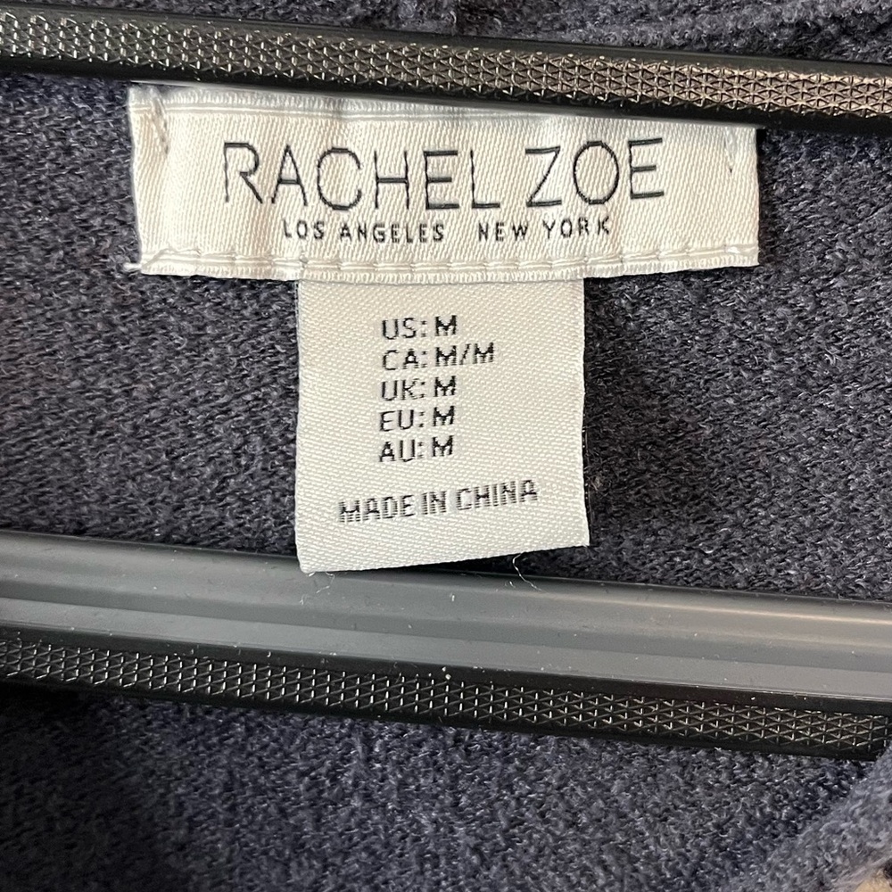 Rachel Zoe V-Neck Pullover Hooded Sweater in Navy and Cream Women’s Medium EUC - Picture 3 of 7